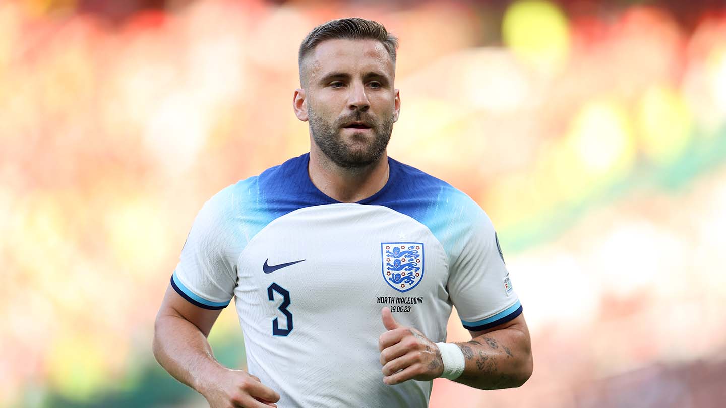 Luke Shaw during England's EURO 2024 qualifier against North Macedonia