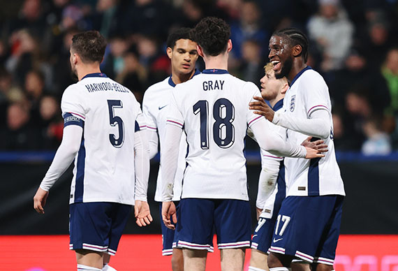 England MU21s celebrate a goal