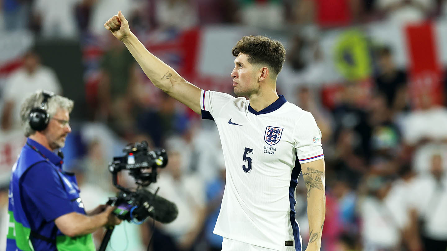 England's John Stones waves to the fans after the 0-0 draw against Slovenia at EURO 2024