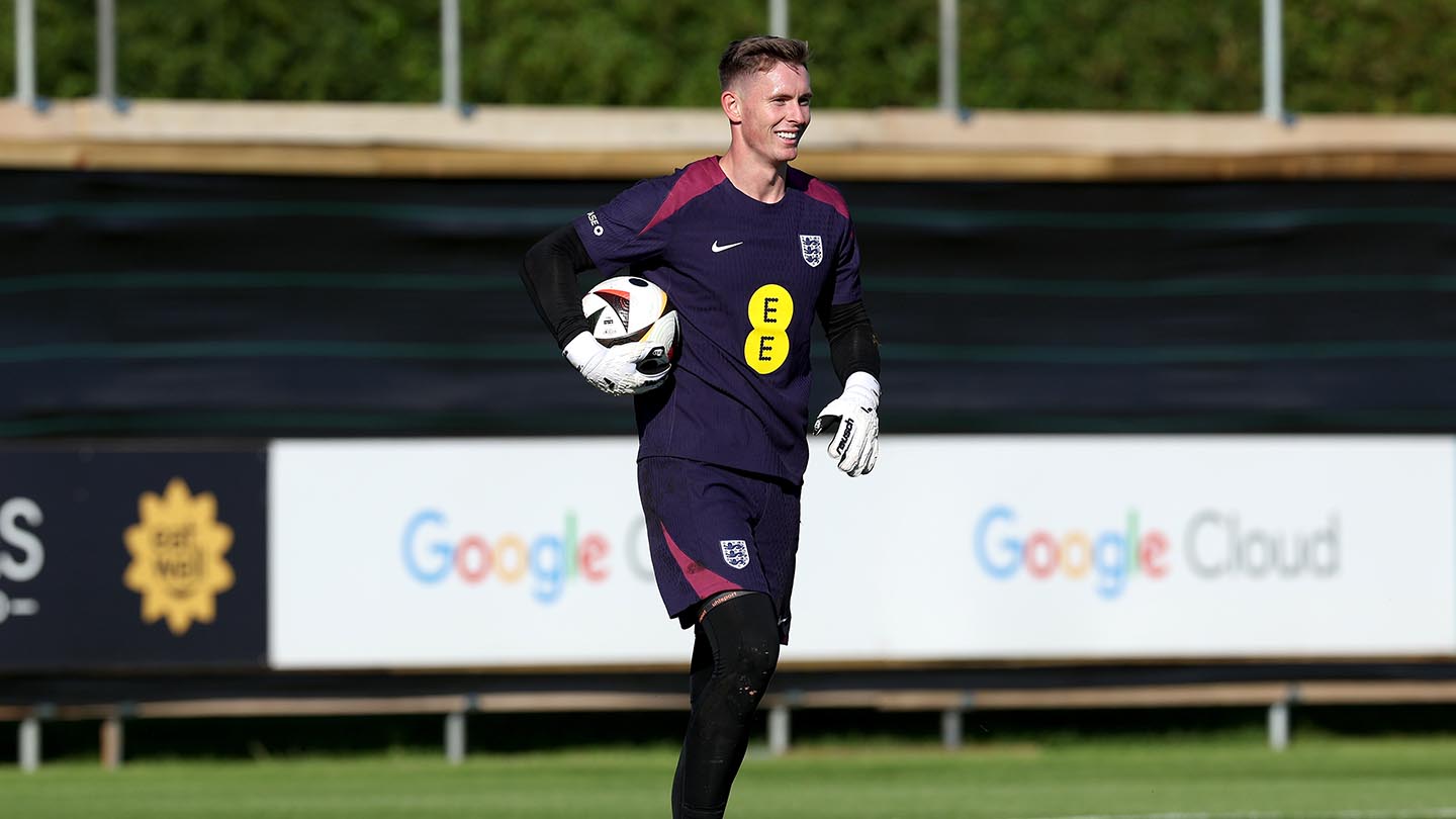 Dean Henderson in training after being selected in England's EURO 2024 training squad